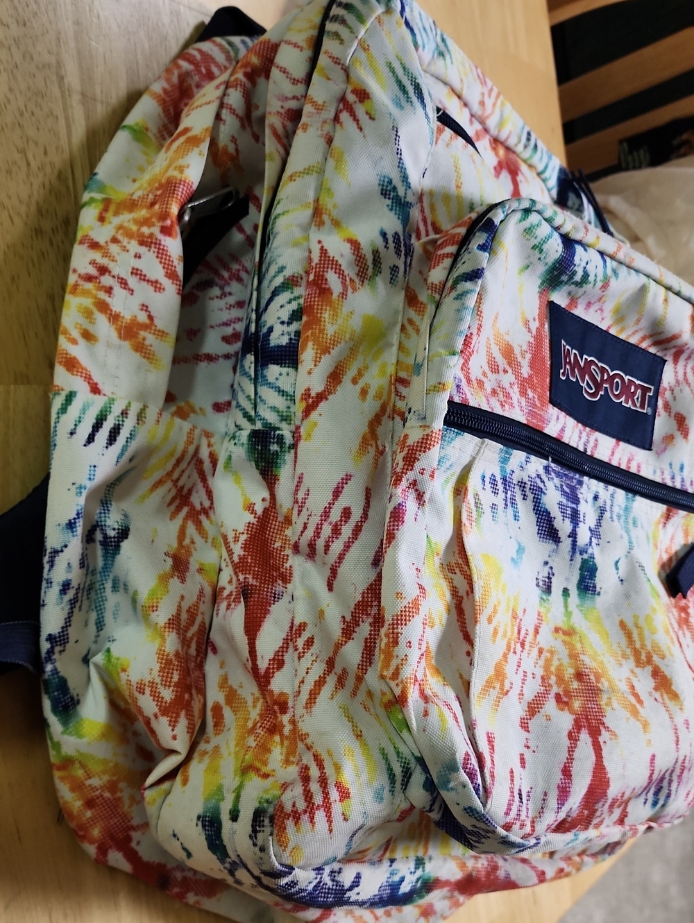 JanSport Big Student Backpack Rainbow Tie Dye Large School Bookbag EUC - Picture 15 of 16